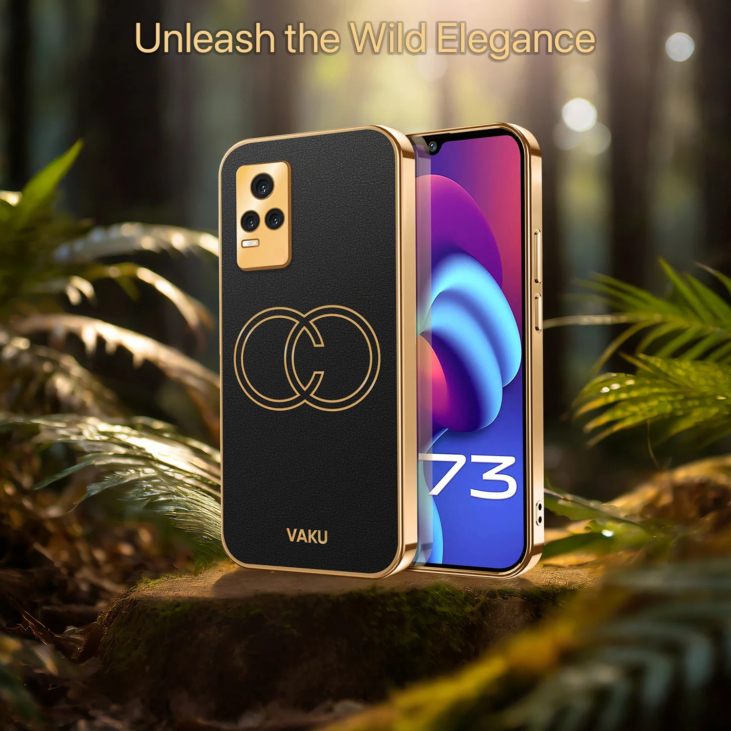 Vaku® Vivo Y73 4G Skylar Leather Pattern Gold Electroplated Soft TPU Back Cover - Image 11