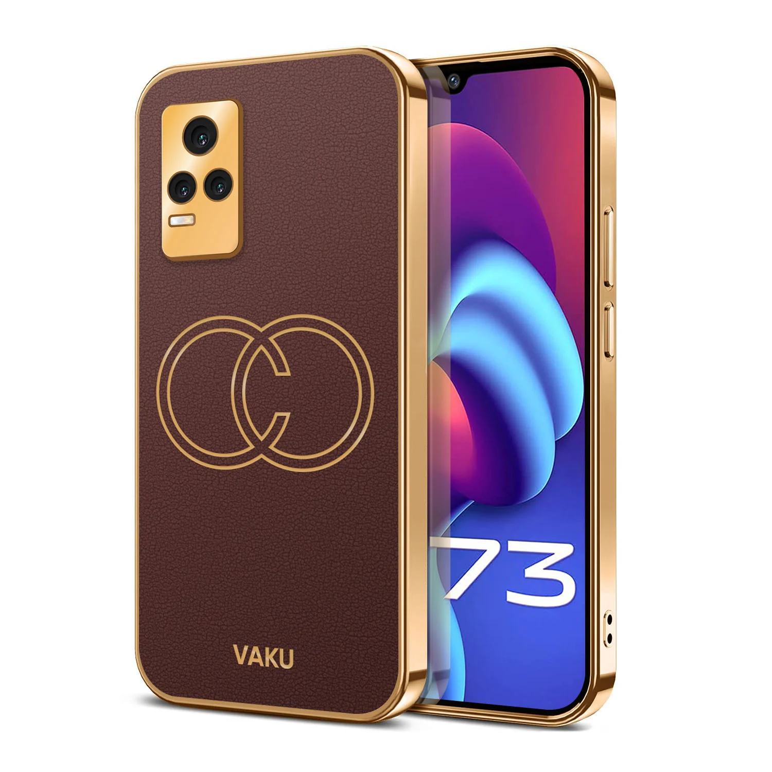 Vaku® Vivo Y73 4G Skylar Leather Pattern Gold Electroplated Soft TPU Back Cover - Image 12