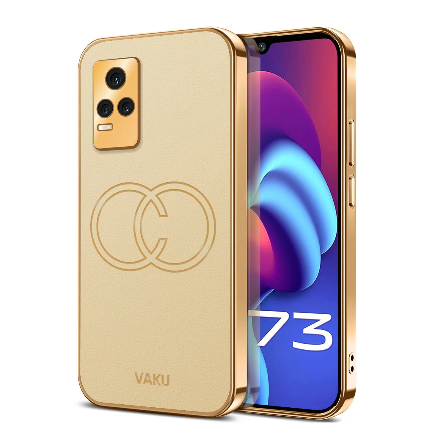 Vaku® Vivo Y73 4G Skylar Leather Pattern Gold Electroplated Soft TPU Back Cover - Image 5