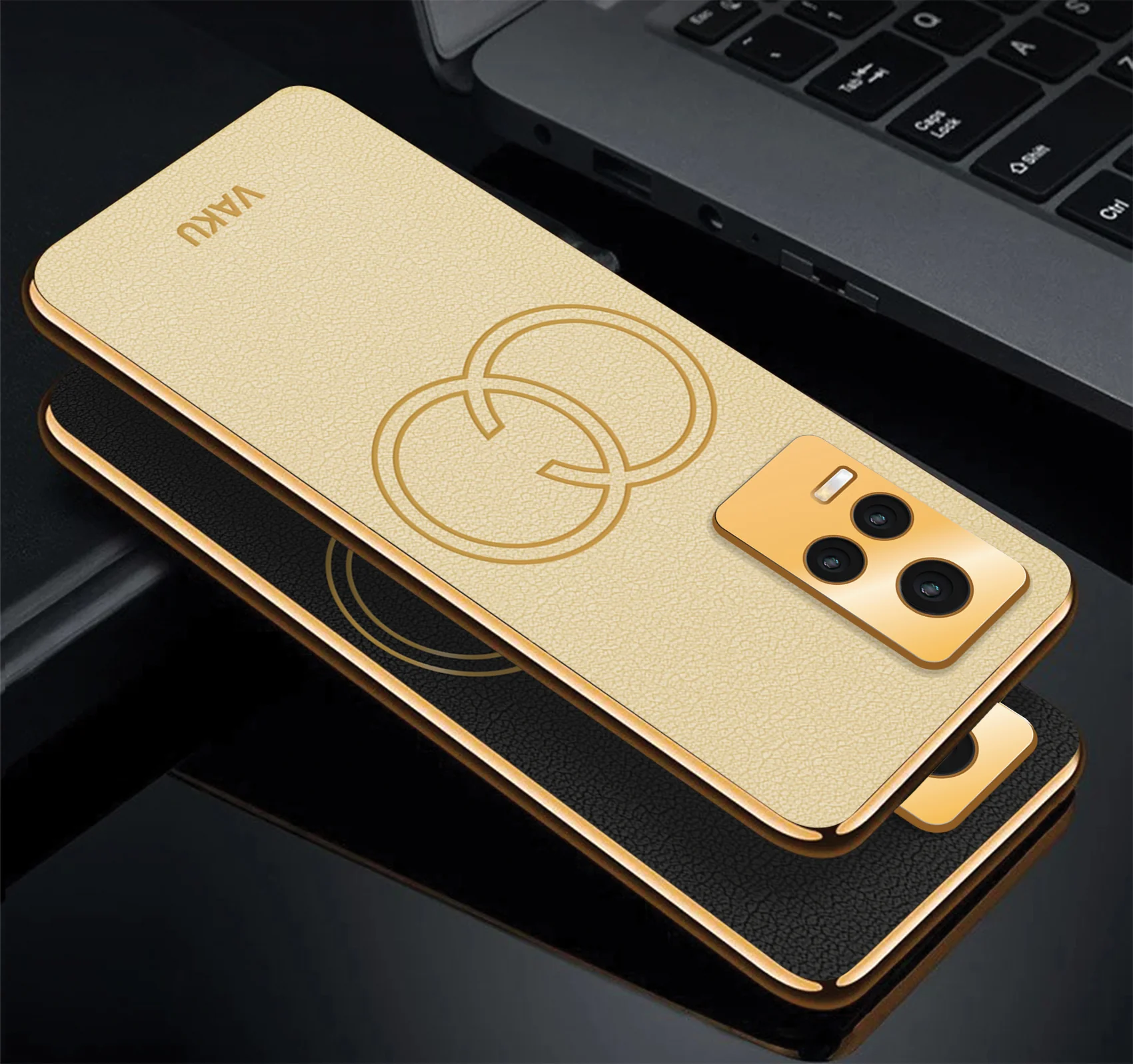 Vaku® Vivo Y73 4G Skylar Leather Pattern Gold Electroplated Soft TPU Back Cover - Image 6