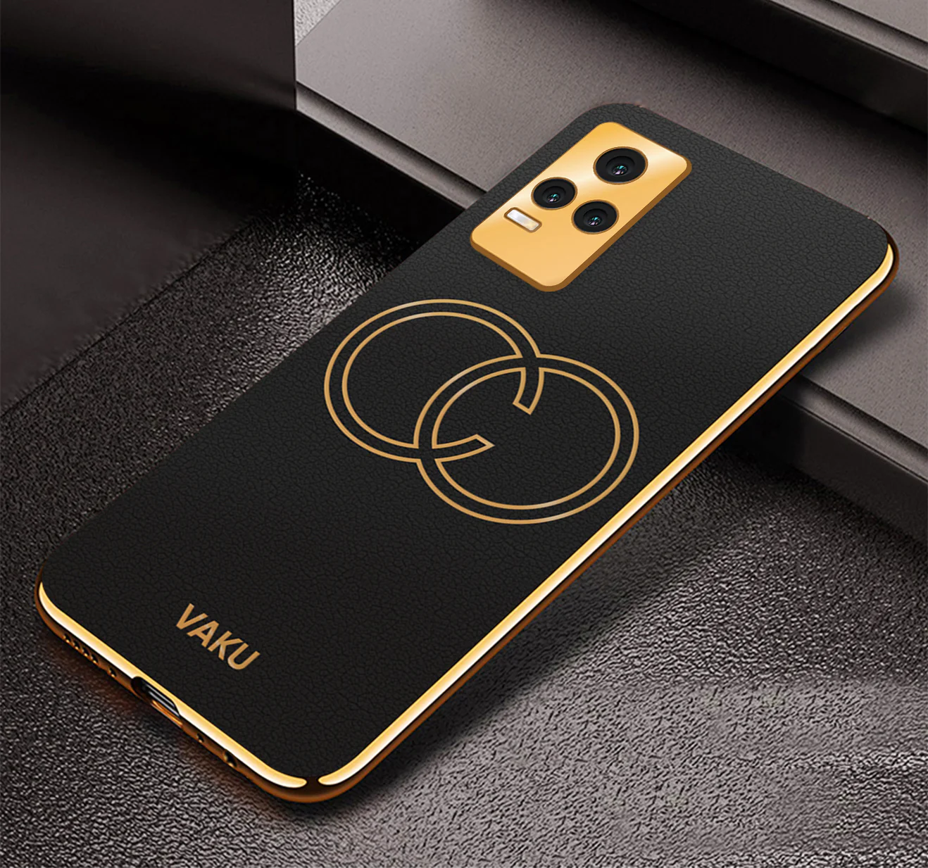 Vaku® Vivo Y73 4G Skylar Leather Pattern Gold Electroplated Soft TPU Back Cover - Image 7