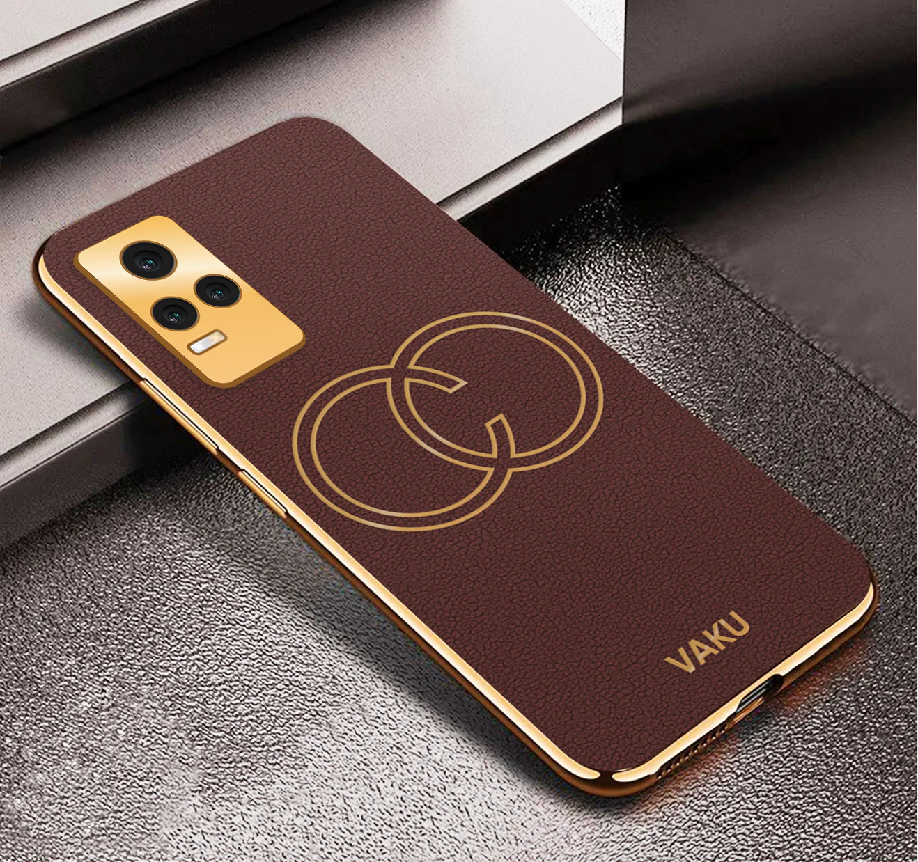 Vaku® Vivo Y73 4G Skylar Leather Pattern Gold Electroplated Soft TPU Back Cover - Image 8