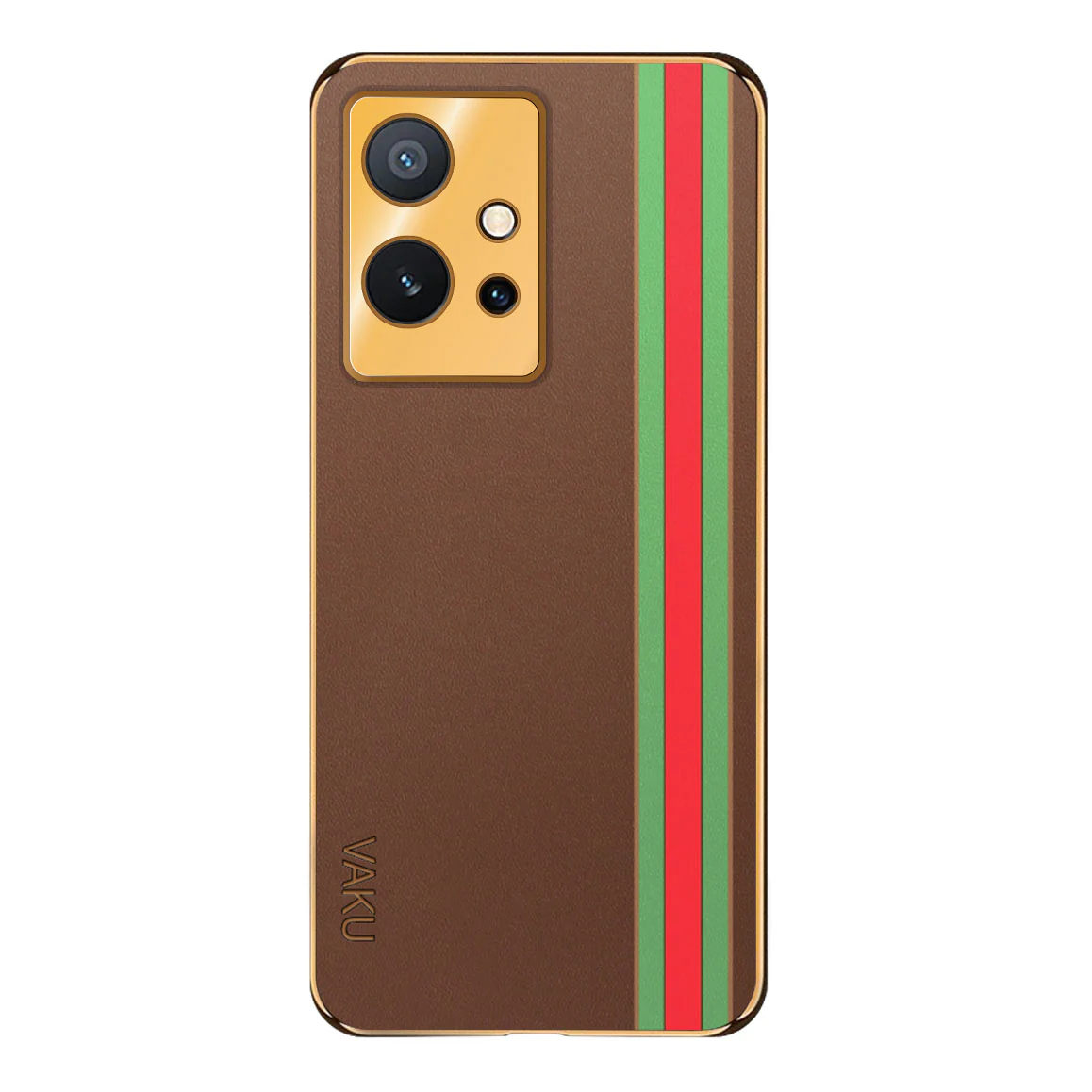 Vaku ® Vivo Y75 5G Felix Line Leather Stitched Gold Electroplated Soft TPU Back Cover Case - Image 13