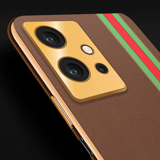 Vaku ® Vivo Y75 5G Felix Line Leather Stitched Gold Electroplated Soft TPU Back Cover Case - Image 14