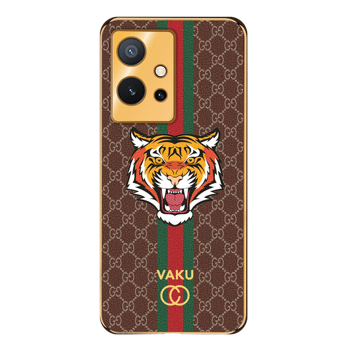 Vaku ® Vivo Y75 5G Lynx Designer Leather Pattern Gold Electroplated Soft TPU Back Cover Case - Image 15