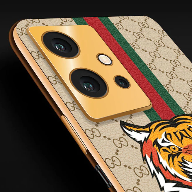 Vaku ® Vivo Y75 5G Lynx Designer Leather Pattern Gold Electroplated Soft TPU Back Cover Case - Image 2