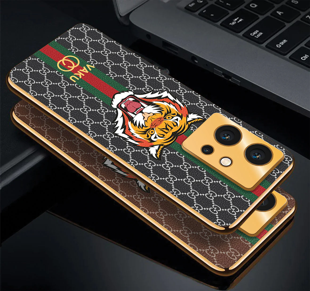 Vaku ® Vivo Y75 5G Lynx Designer Leather Pattern Gold Electroplated Soft TPU Back Cover Case - Image 5