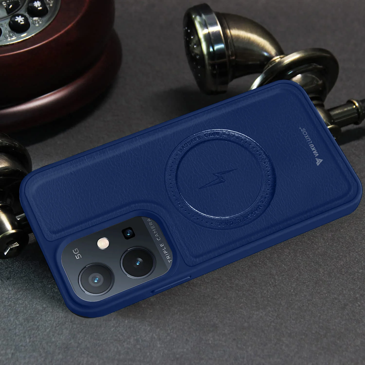 Vaku ® Vivo Y75 5G Maxtron Leather Stitched Magnetic Magsafe Back Cover - Image 12