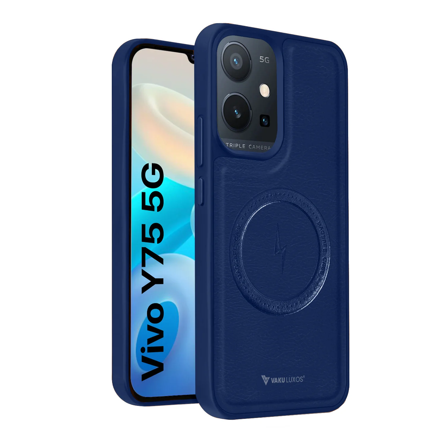 Vaku ® Vivo Y75 5G Maxtron Leather Stitched Magnetic Magsafe Back Cover - Image 3