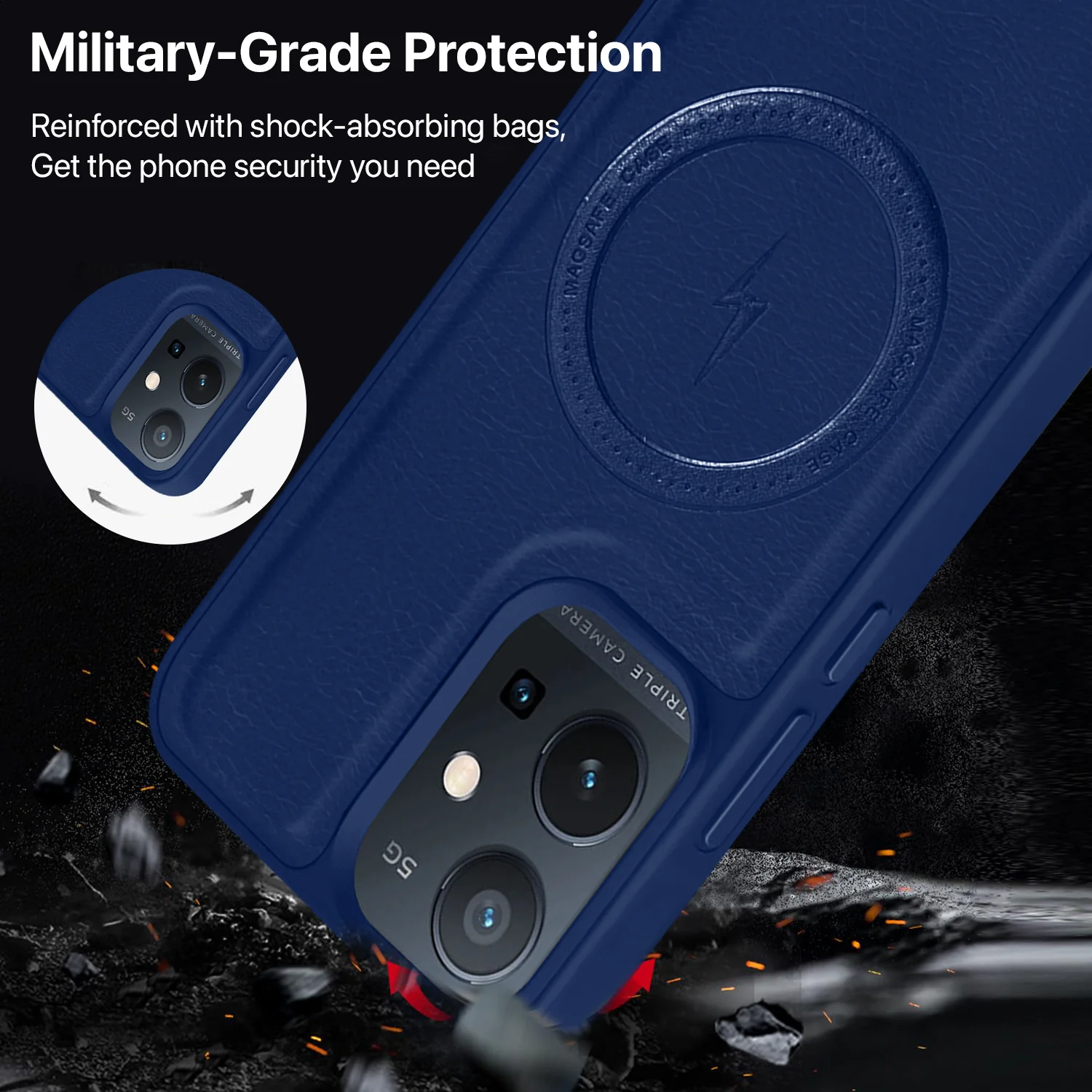 Vaku ® Vivo Y75 5G Maxtron Leather Stitched Magnetic Magsafe Back Cover - Image 5