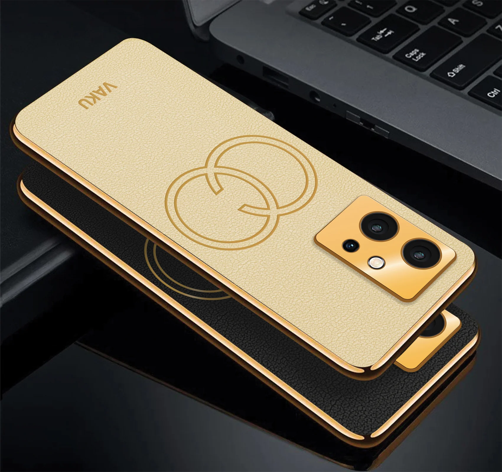 Vaku® Vivo Y75 5G Skylar Leather Pattern Gold Electroplated Soft TPU Back Cover - Image 7