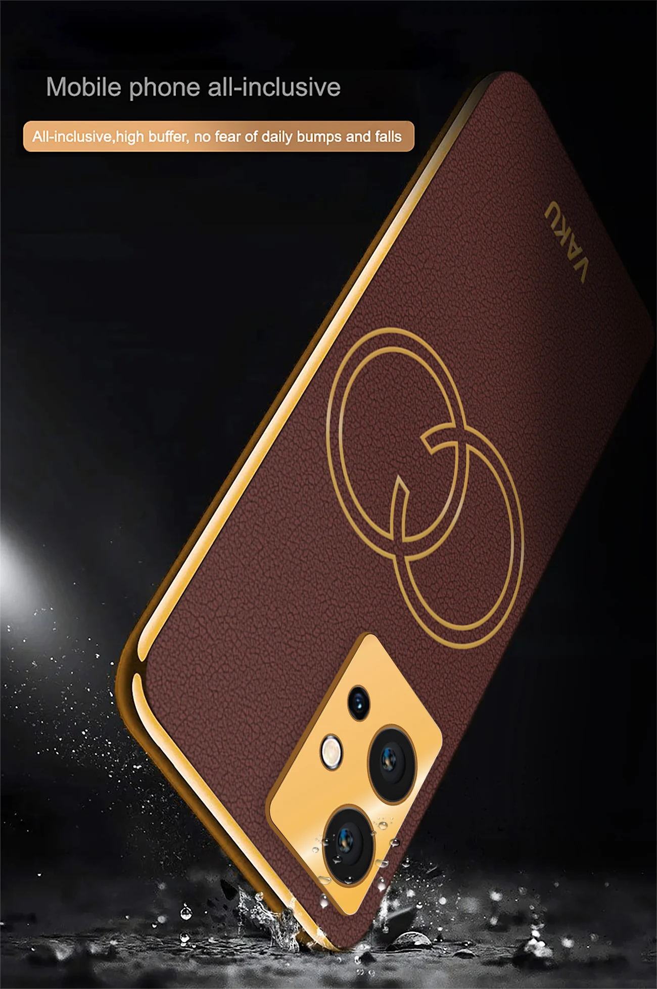 Vaku® Vivo Y75 5G Skylar Leather Pattern Gold Electroplated Soft TPU Back Cover - Image 9