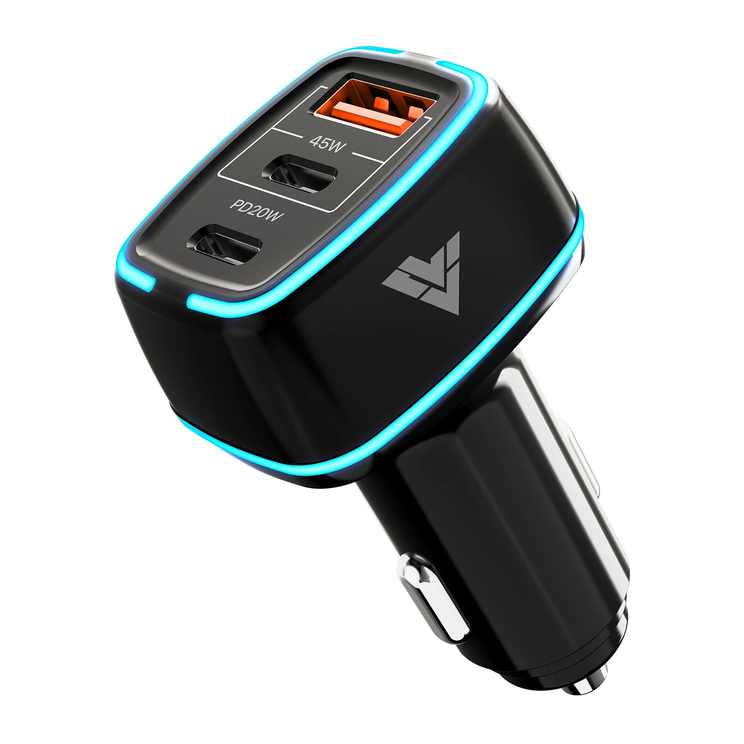 Vaku ® Xenovolt USB C 65W Triple Port Fast Car Charger PD & QC 3.0 for IOS & Android Devices