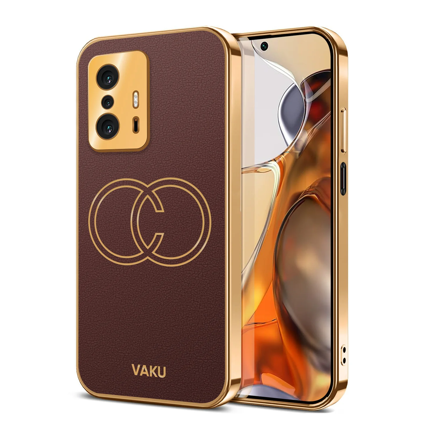 Vaku® Xiaomi 11T Pro  5G Skylar Leather Pattern Gold Electroplated Soft TPU Back Cover - Image 11