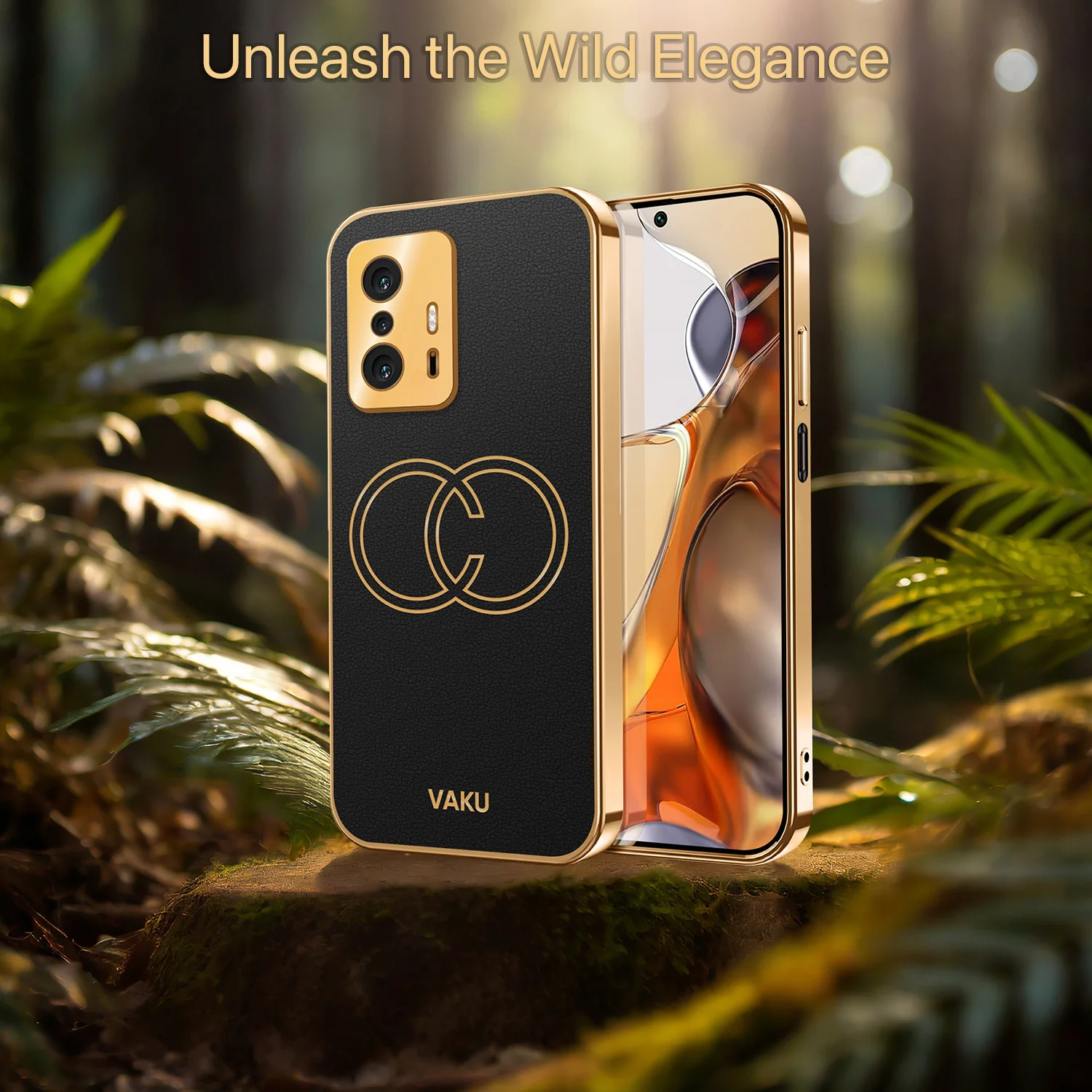 Vaku® Xiaomi 11T Pro  5G Skylar Leather Pattern Gold Electroplated Soft TPU Back Cover - Image 13
