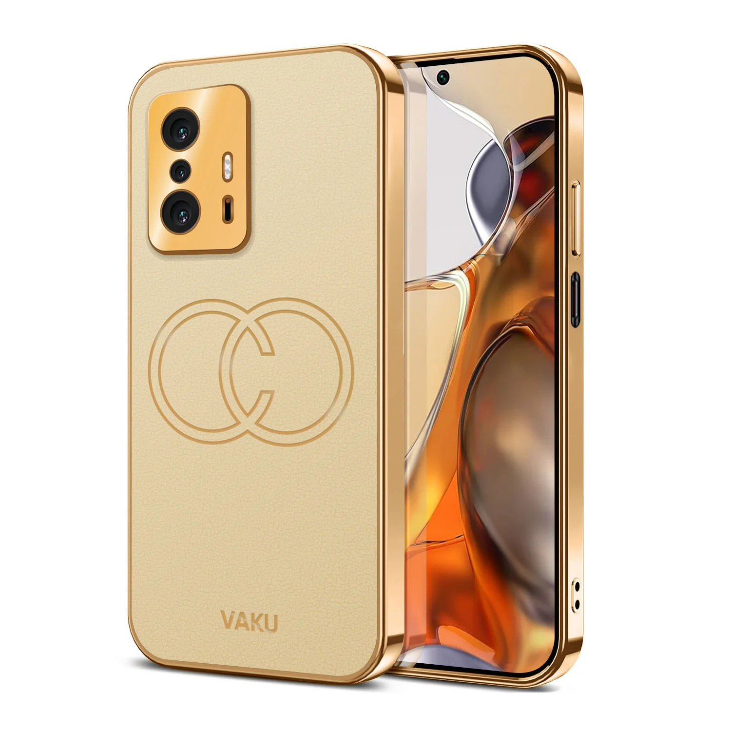 Vaku® Xiaomi 11T Pro  5G Skylar Leather Pattern Gold Electroplated Soft TPU Back Cover - Image 5