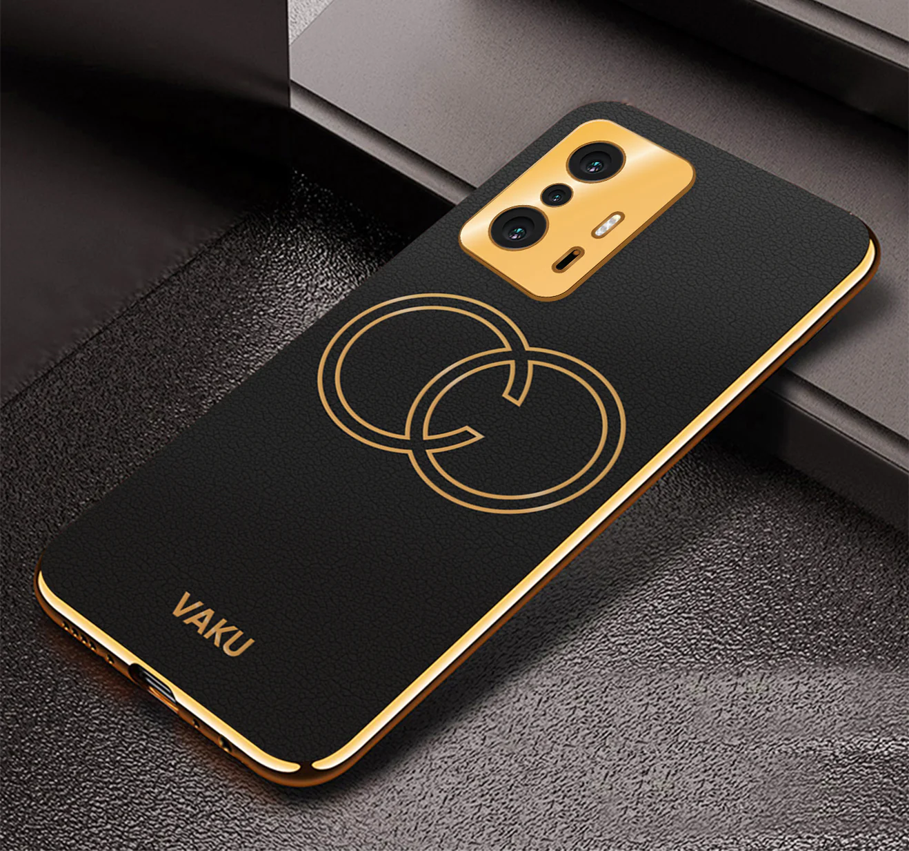 Vaku® Xiaomi 11T Pro  5G Skylar Leather Pattern Gold Electroplated Soft TPU Back Cover - Image 9