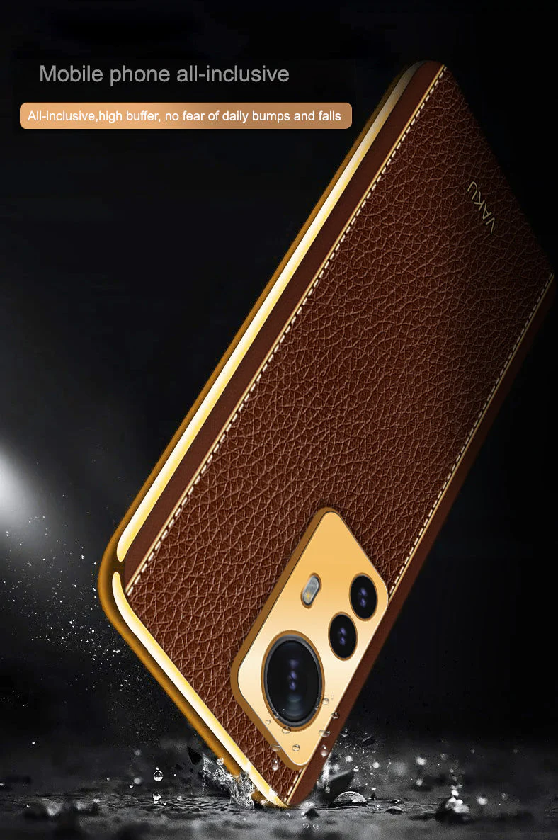Vaku® Xiaomi 12 Pro 5G Luxemberg Leather Pattern Gold Electroplated Soft TPU Back Cover - Image 8