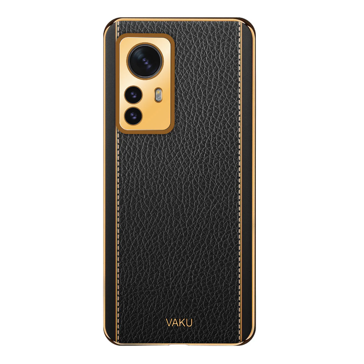 Vaku® Xiaomi 12 Pro 5G Luxemberg Leather Pattern Gold Electroplated Soft TPU Back Cover - Image 9