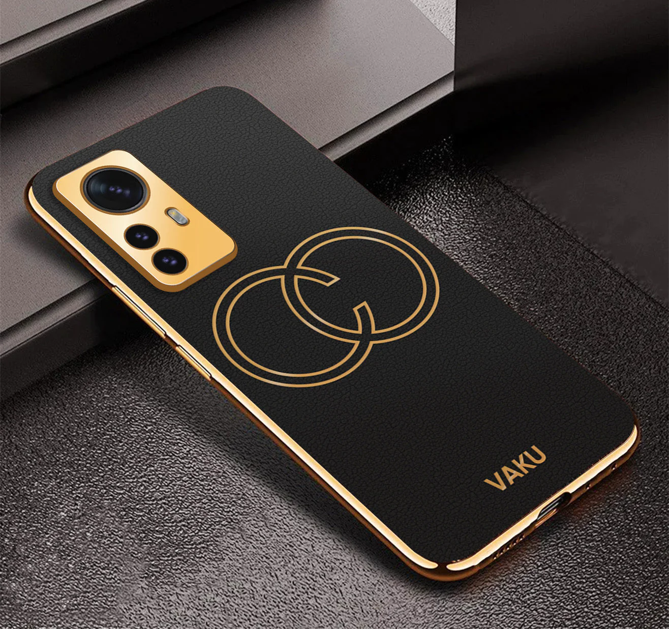 Vaku® Xiaomi 12 Pro 5G Skylar Leather Pattern Gold Electroplated Soft TPU Back Cover - Image 5