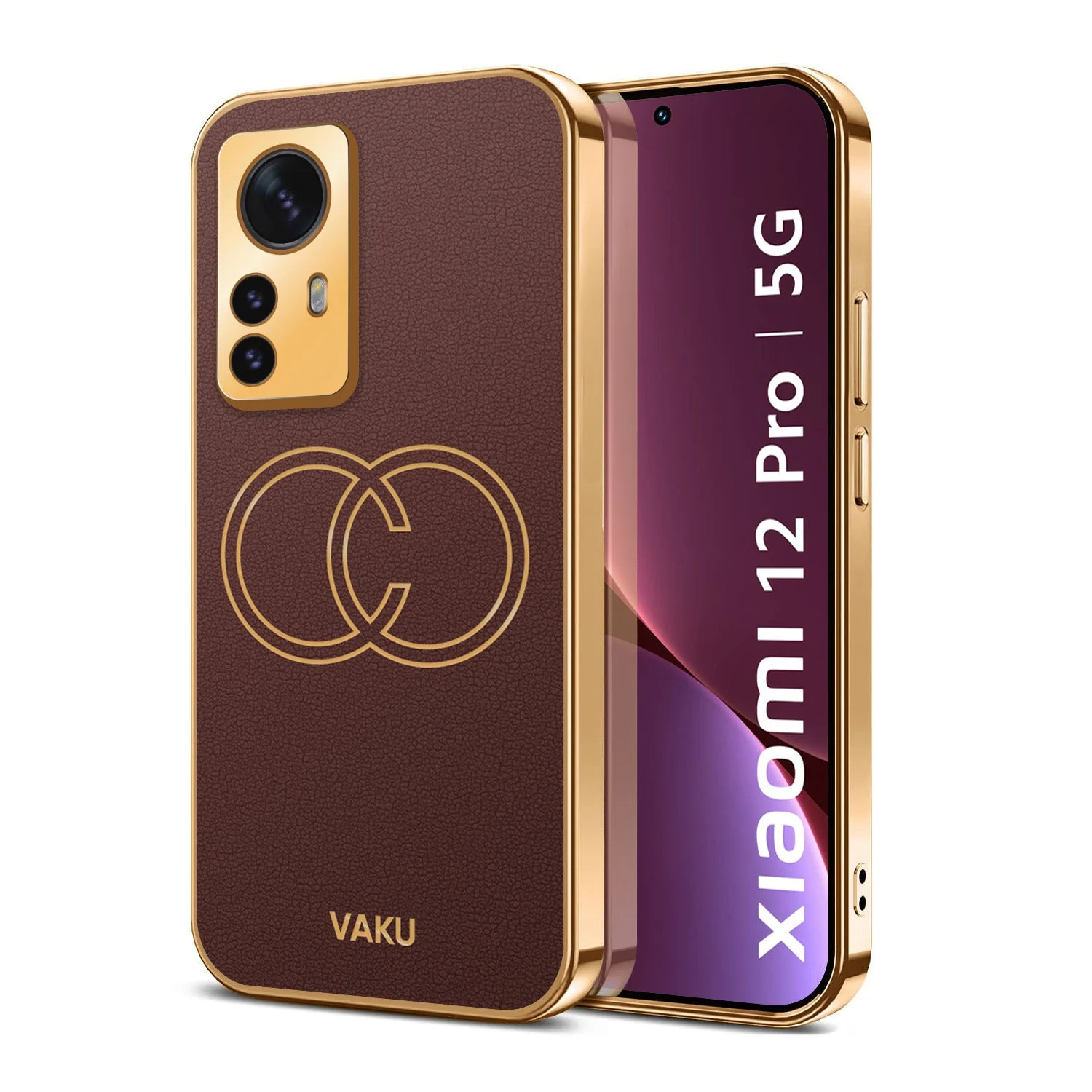 Vaku® Xiaomi 12 Pro 5G Skylar Leather Pattern Gold Electroplated Soft TPU Back Cover - Image 7