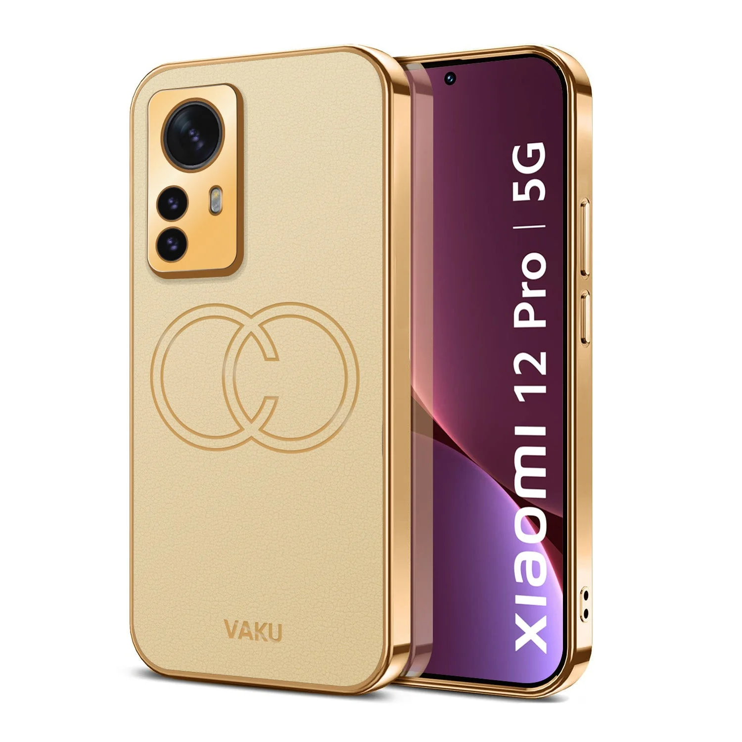 Vaku® Xiaomi 12 Pro 5G Skylar Leather Pattern Gold Electroplated Soft TPU Back Cover - Image 8