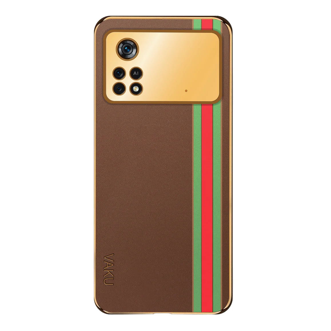 Vaku® Xiaomi Poco X4 Pro 5G Felix Line Leather Stitched Gold Electroplated Soft TPU Back Cover Case - Image 12