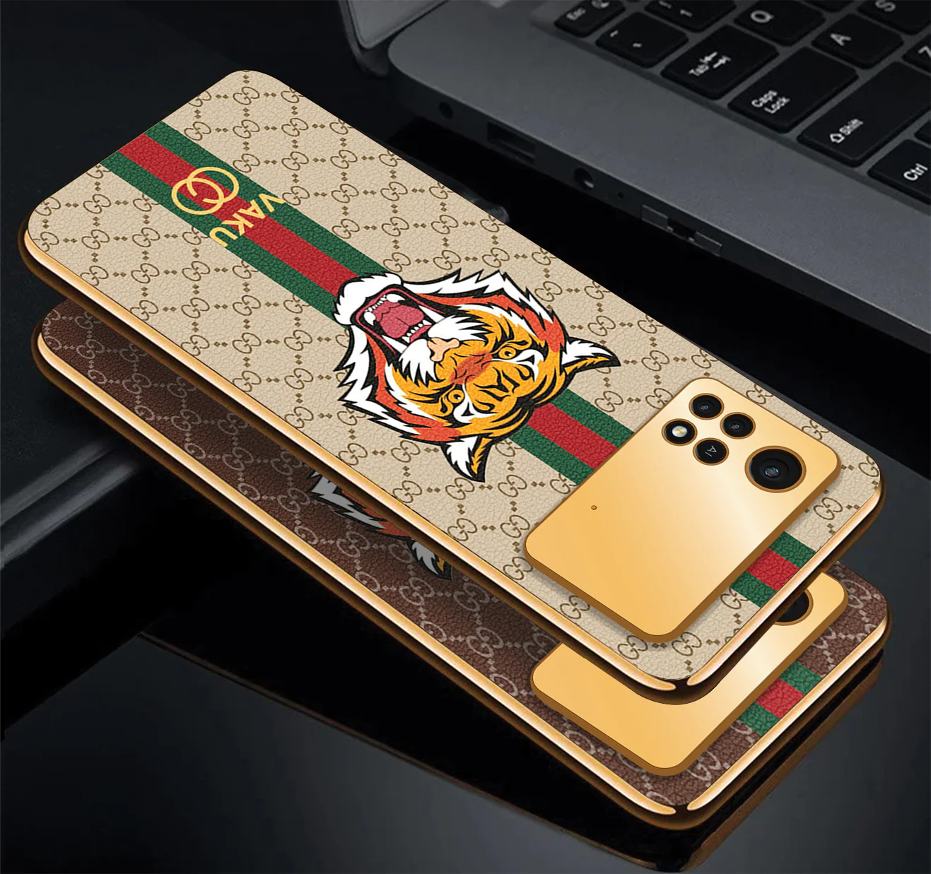 Vaku ® Xiaomi Poco X4 Pro 5G Lynx Designer Leather Pattern Gold Electroplated Soft TPU Back Cover Case - Image 6