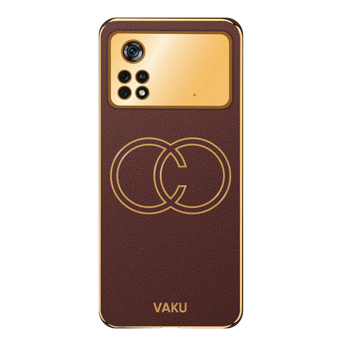 Vaku® Xiaomi Poco X4 Pro Skylar Series Leather Stitched Gold Electroplated Soft TPU Back Cover - Image 12