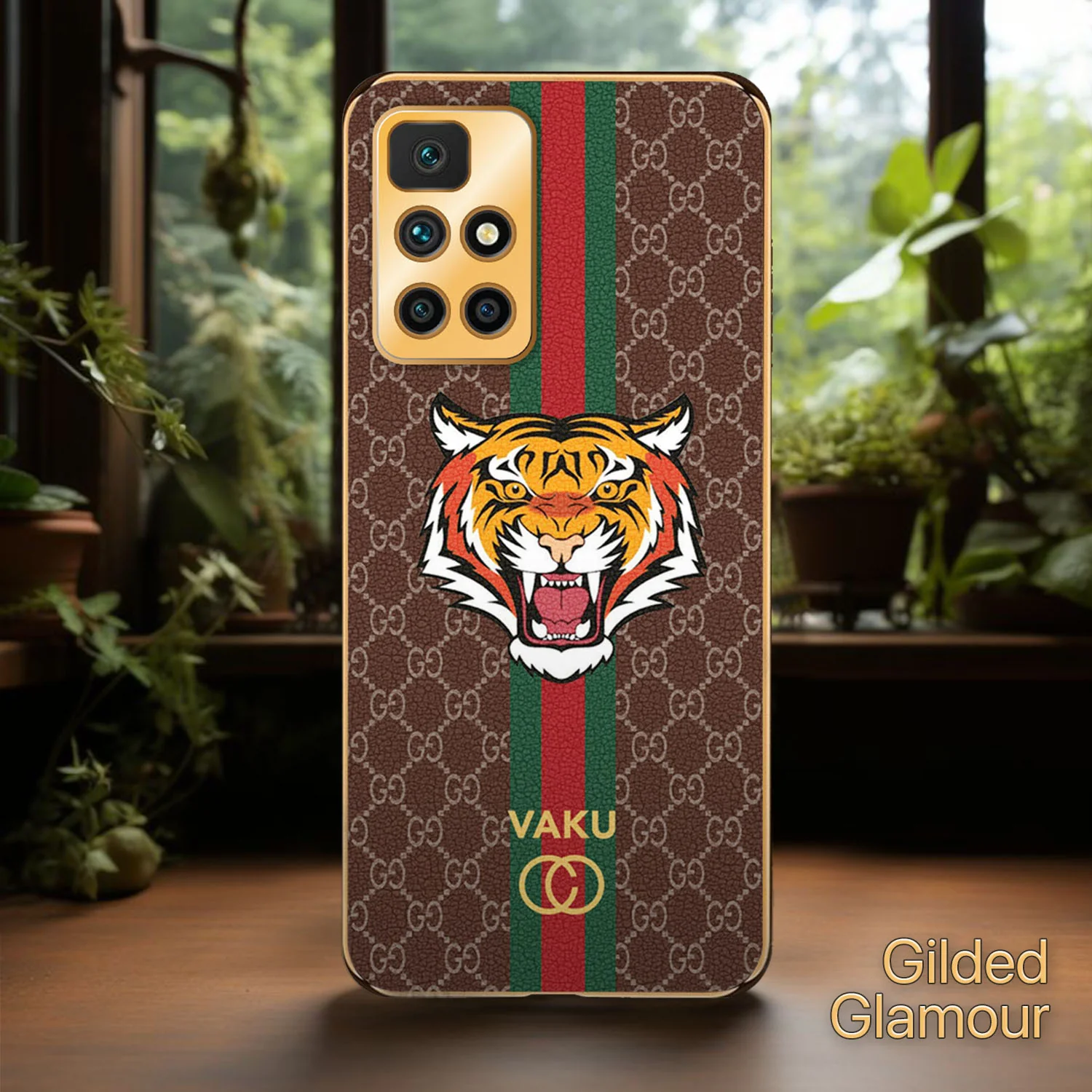 Vaku® Xiaomi Redmi 10 Prime Lynx Designer Leather Pattern Gold Electroplated Soft TPU Back Cover Case - Image 13