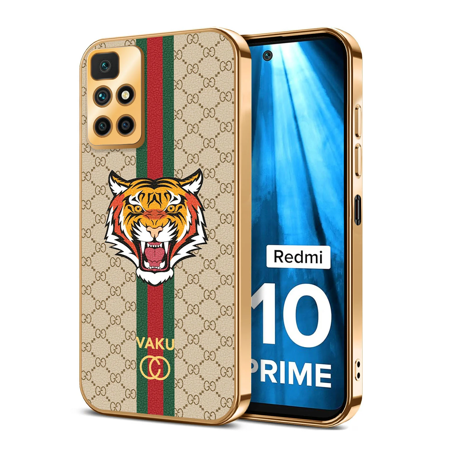 Vaku® Xiaomi Redmi 10 Prime Lynx Designer Leather Pattern Gold Electroplated Soft TPU Back Cover Case - Image 15
