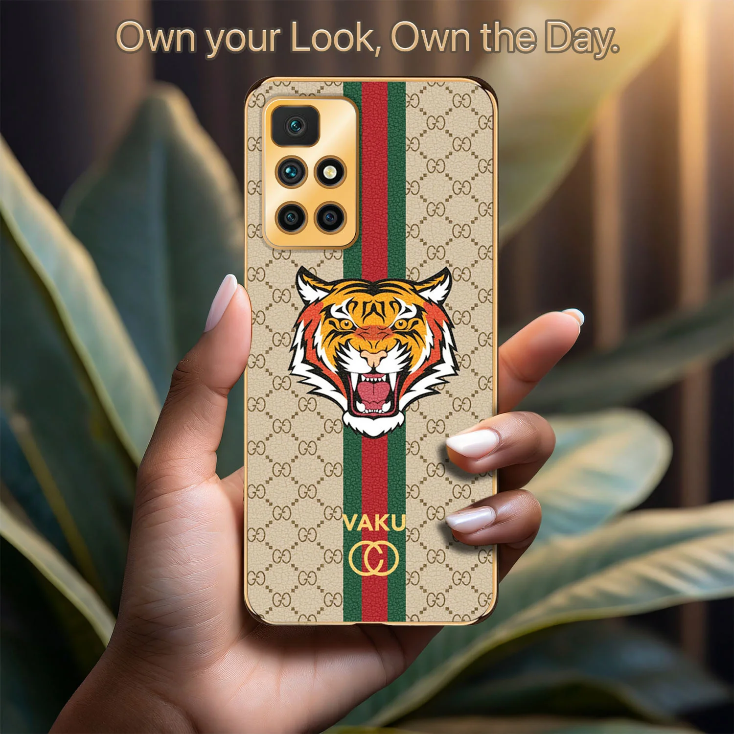 Vaku® Xiaomi Redmi 10 Prime Lynx Designer Leather Pattern Gold Electroplated Soft TPU Back Cover Case - Image 16
