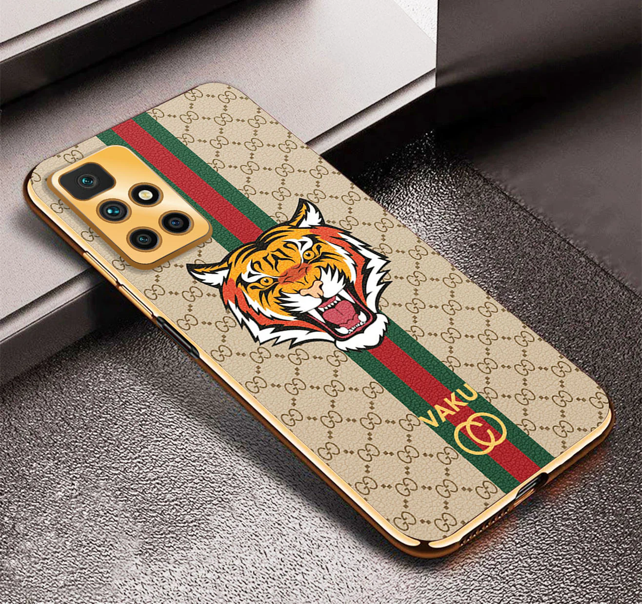 Vaku® Xiaomi Redmi 10 Prime Lynx Designer Leather Pattern Gold Electroplated Soft TPU Back Cover Case - Image 17