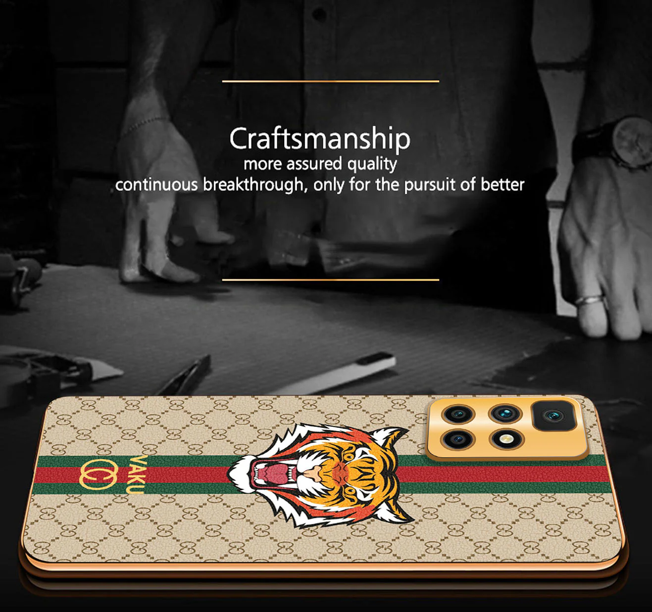 Vaku® Xiaomi Redmi 10 Prime Lynx Designer Leather Pattern Gold Electroplated Soft TPU Back Cover Case - Image 18