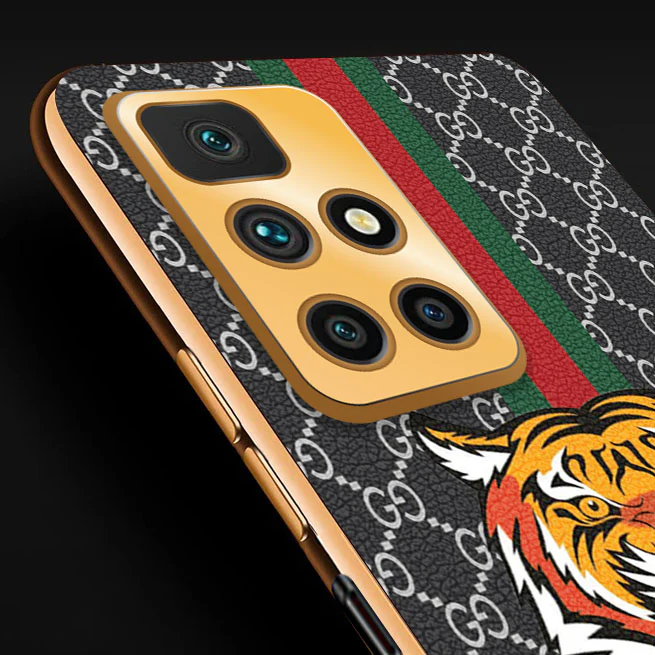 Vaku® Xiaomi Redmi 10 Prime Lynx Designer Leather Pattern Gold Electroplated Soft TPU Back Cover Case - Image 2