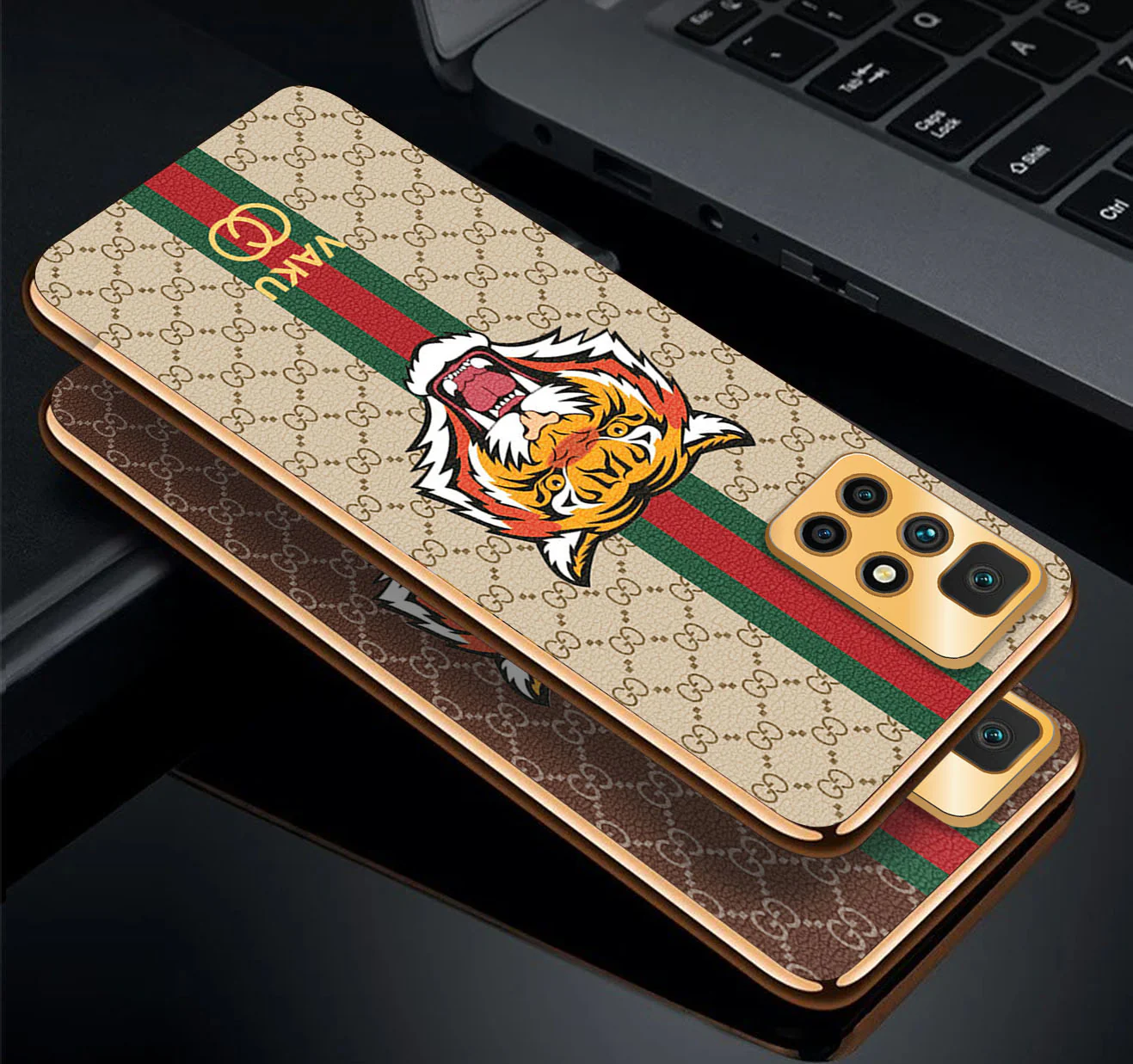 Vaku® Xiaomi Redmi 10 Prime Lynx Designer Leather Pattern Gold Electroplated Soft TPU Back Cover Case - Image 3