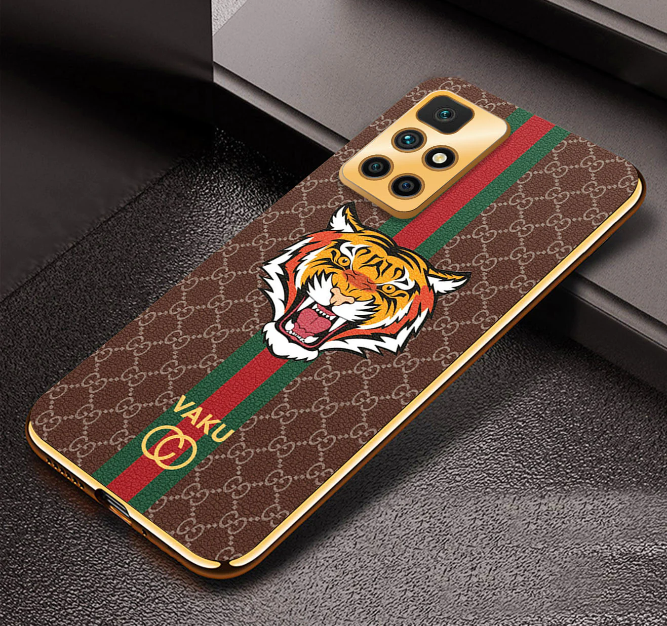 Vaku® Xiaomi Redmi 10 Prime Lynx Designer Leather Pattern Gold Electroplated Soft TPU Back Cover Case - Image 6