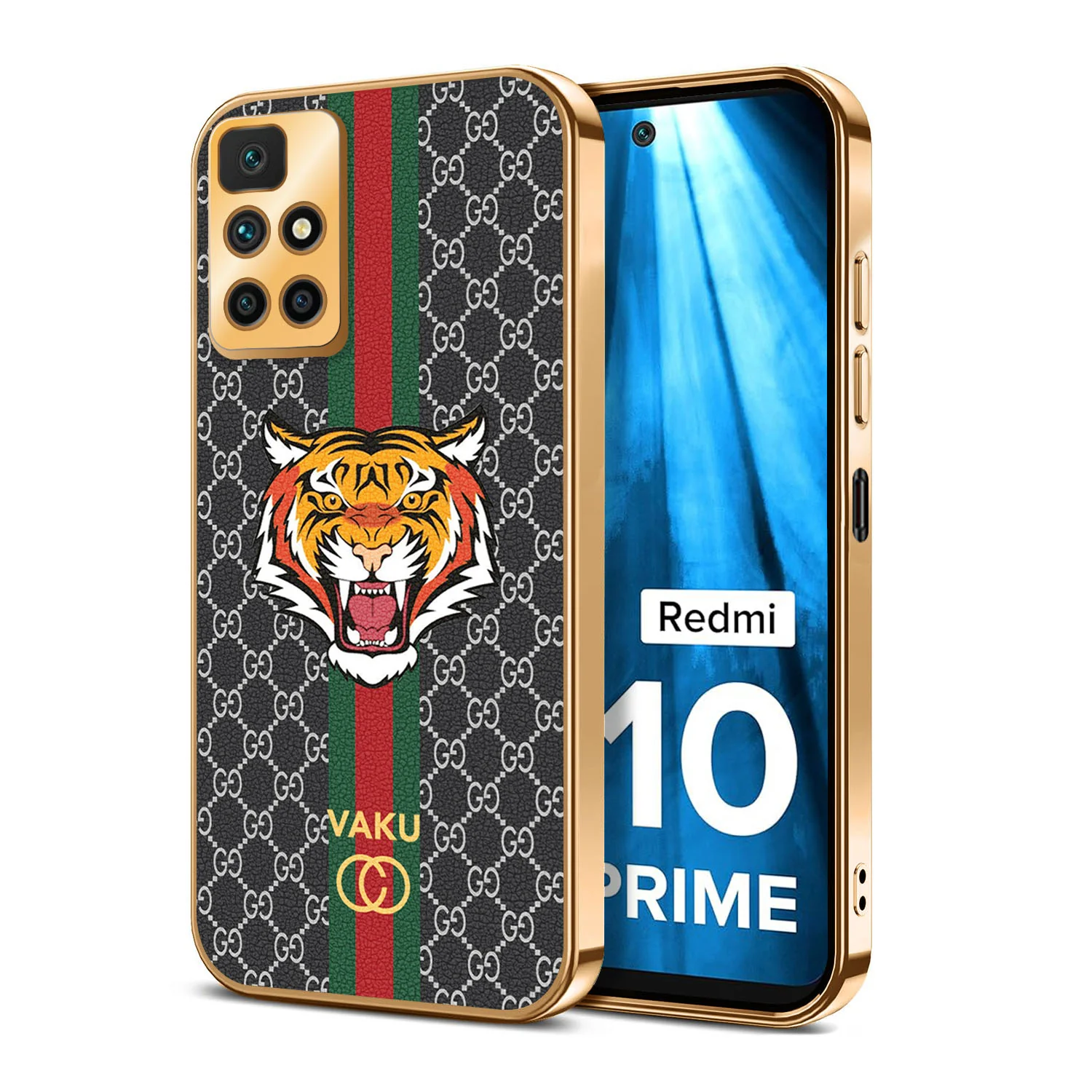 Vaku® Xiaomi Redmi 10 Prime Lynx Designer Leather Pattern Gold Electroplated Soft TPU Back Cover Case - Image 8
