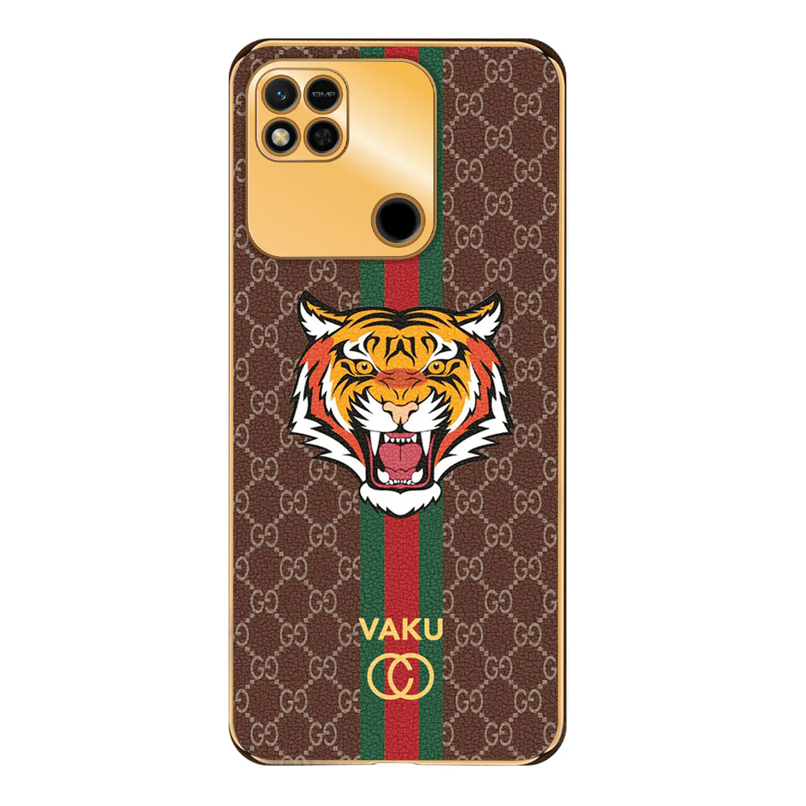 Vaku ® Xiaomi Redmi 10A Lynx Designer Leather Pattern Gold Electroplated Soft TPU Back Cover Case - Image 10