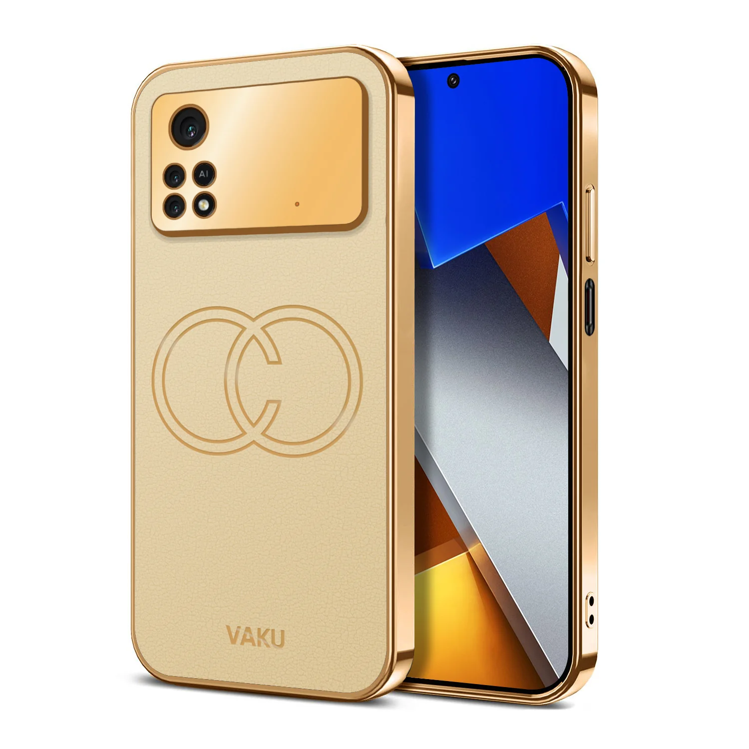 Vaku® Xiaomi Redmi M4 Pro Skylar Series Leather Stitched Gold Electroplated Soft TPU Back Cover - Image 10