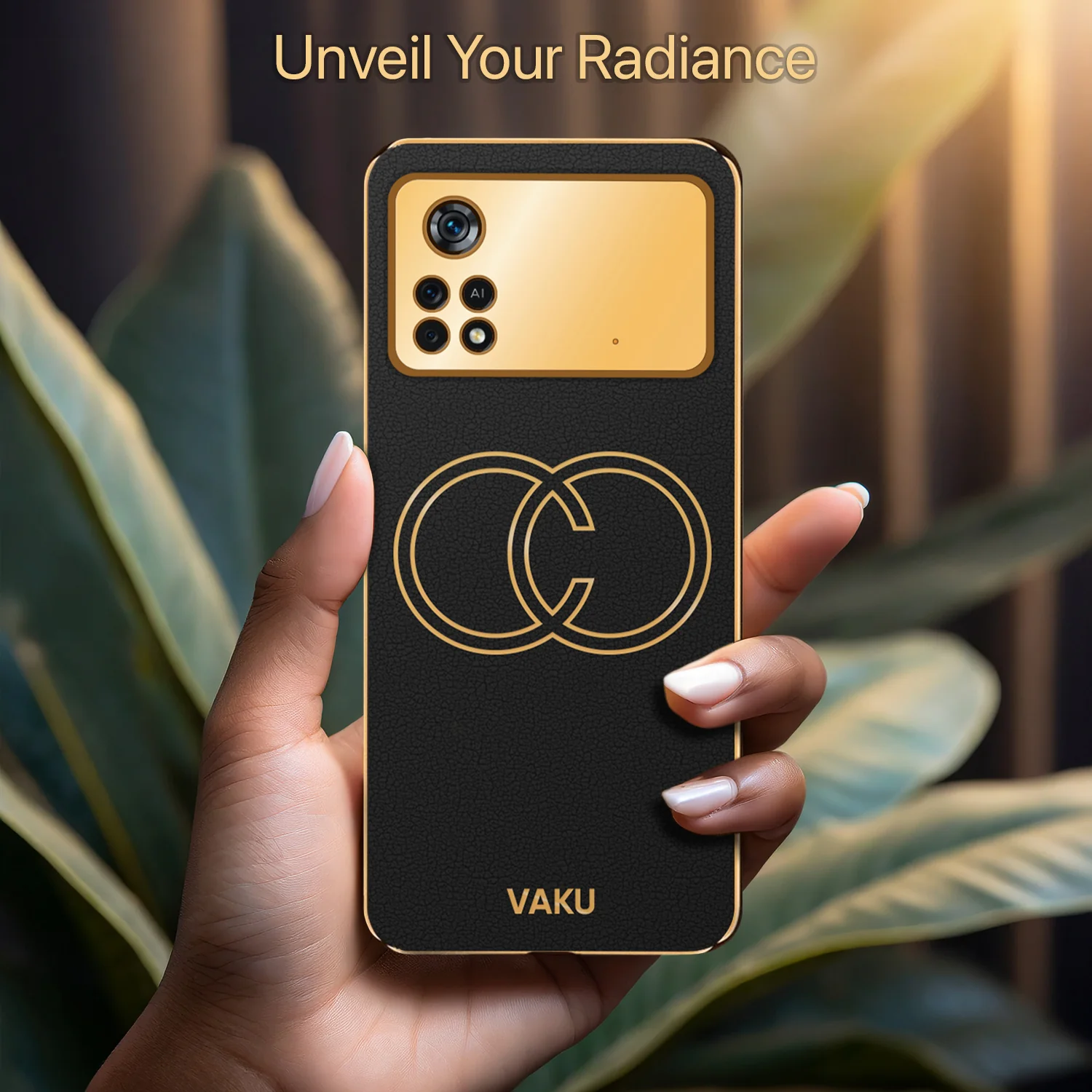 Vaku® Xiaomi Redmi M4 Pro Skylar Series Leather Stitched Gold Electroplated Soft TPU Back Cover - Image 12