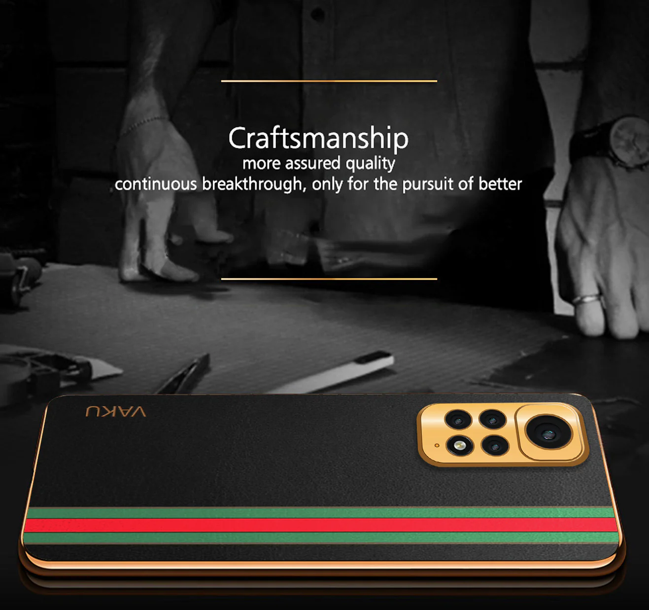Vaku® Xiaomi Redmi Note 11 Felix Line Leather Stitched Gold Electroplated Soft TPU Back Cover Case - Image 14