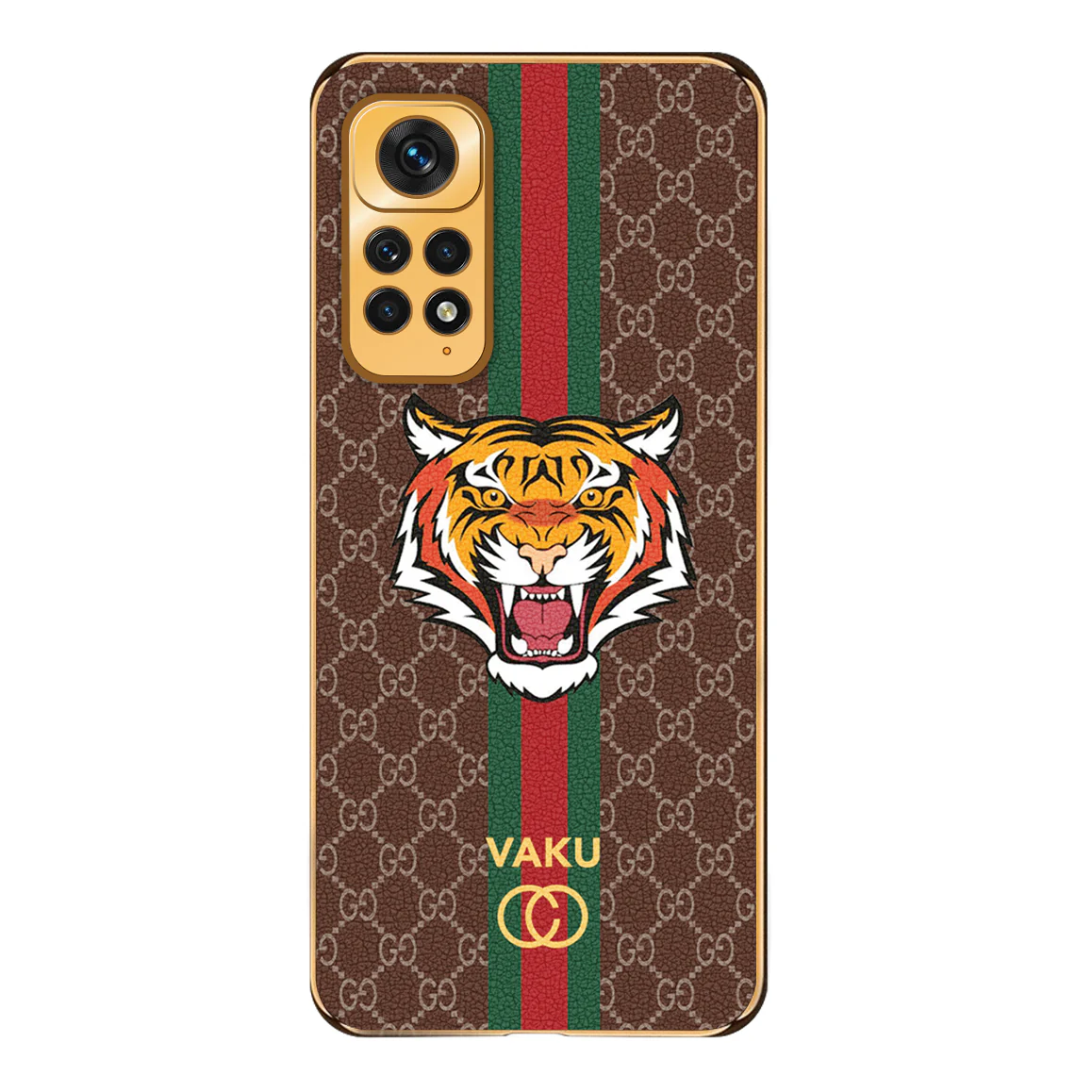 Vaku ® Xiaomi Redmi Note 11 Lynx Designer Leather Pattern Gold Electroplated Soft TPU Back Cover Case - Image 13