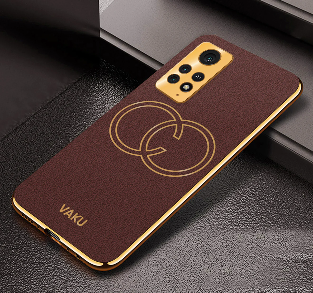 Vaku® Xiaomi Redmi Note 11 Pro 4G Skylar Leather Pattern Gold Electroplated Soft TPU Back Cover - Image 5
