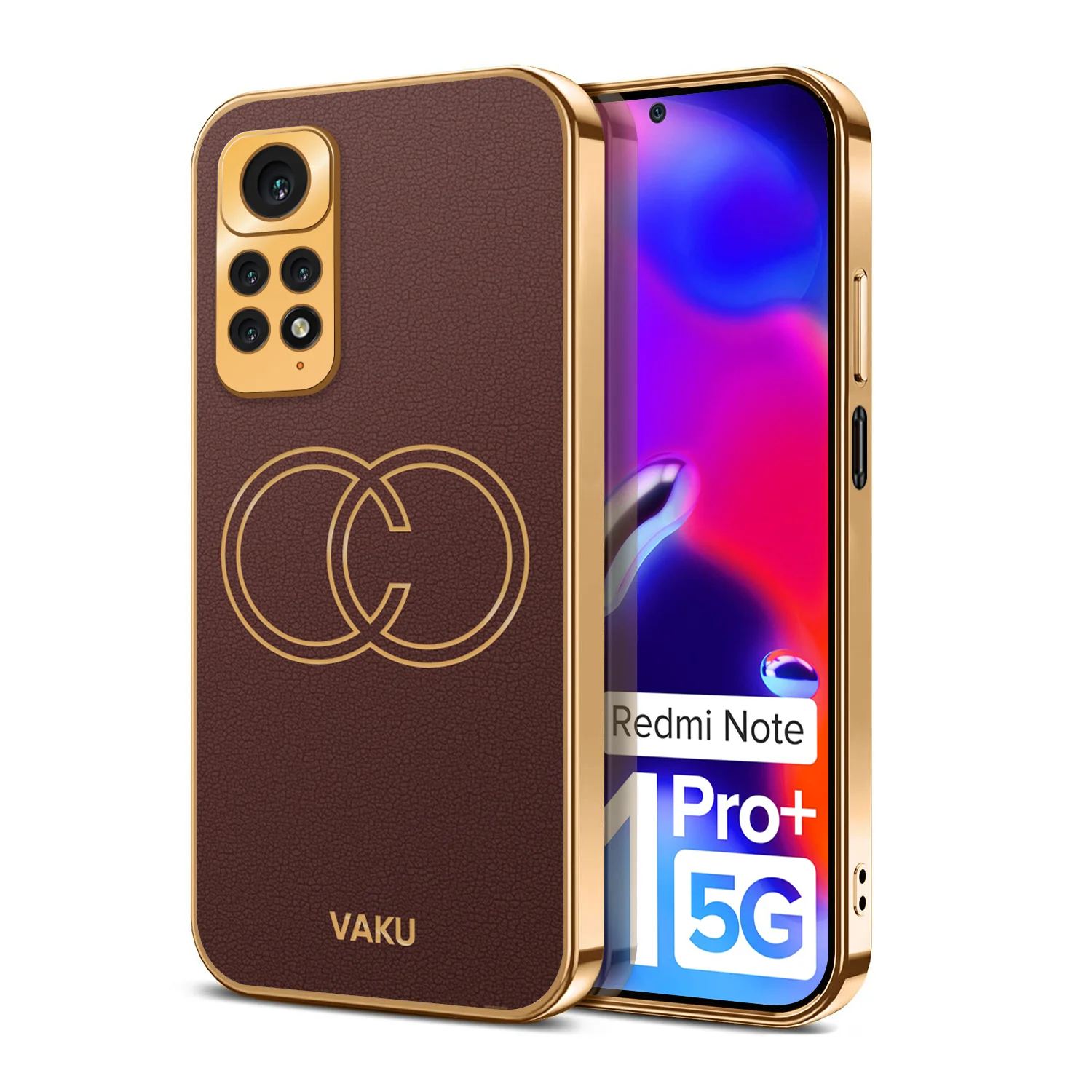 Vaku® Xiaomi Redmi Note 11 Pro Plus 5G Skylar Leather Pattern Gold Electroplated Soft TPU Back Cover - Image 11
