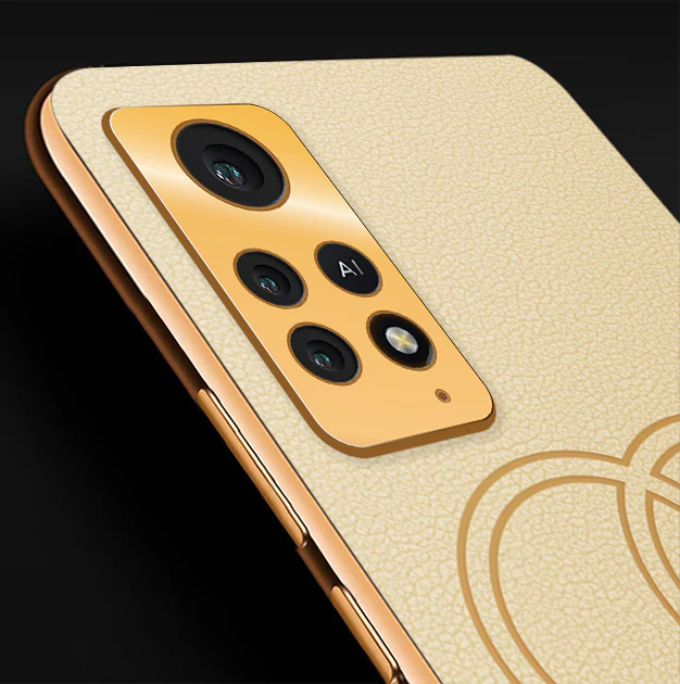 Vaku® Xiaomi Redmi Note 11 Pro Plus 5G Skylar Leather Pattern Gold Electroplated Soft TPU Back Cover - Image 2