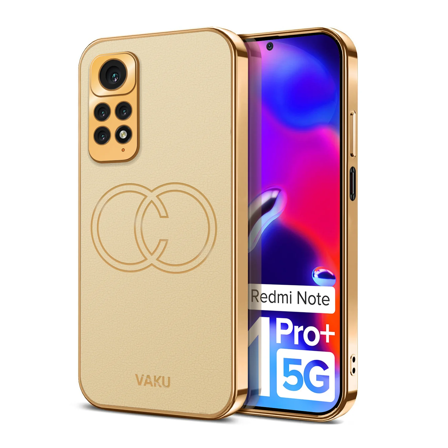 Vaku® Xiaomi Redmi Note 11 Pro Plus 5G Skylar Leather Pattern Gold Electroplated Soft TPU Back Cover - Image 4