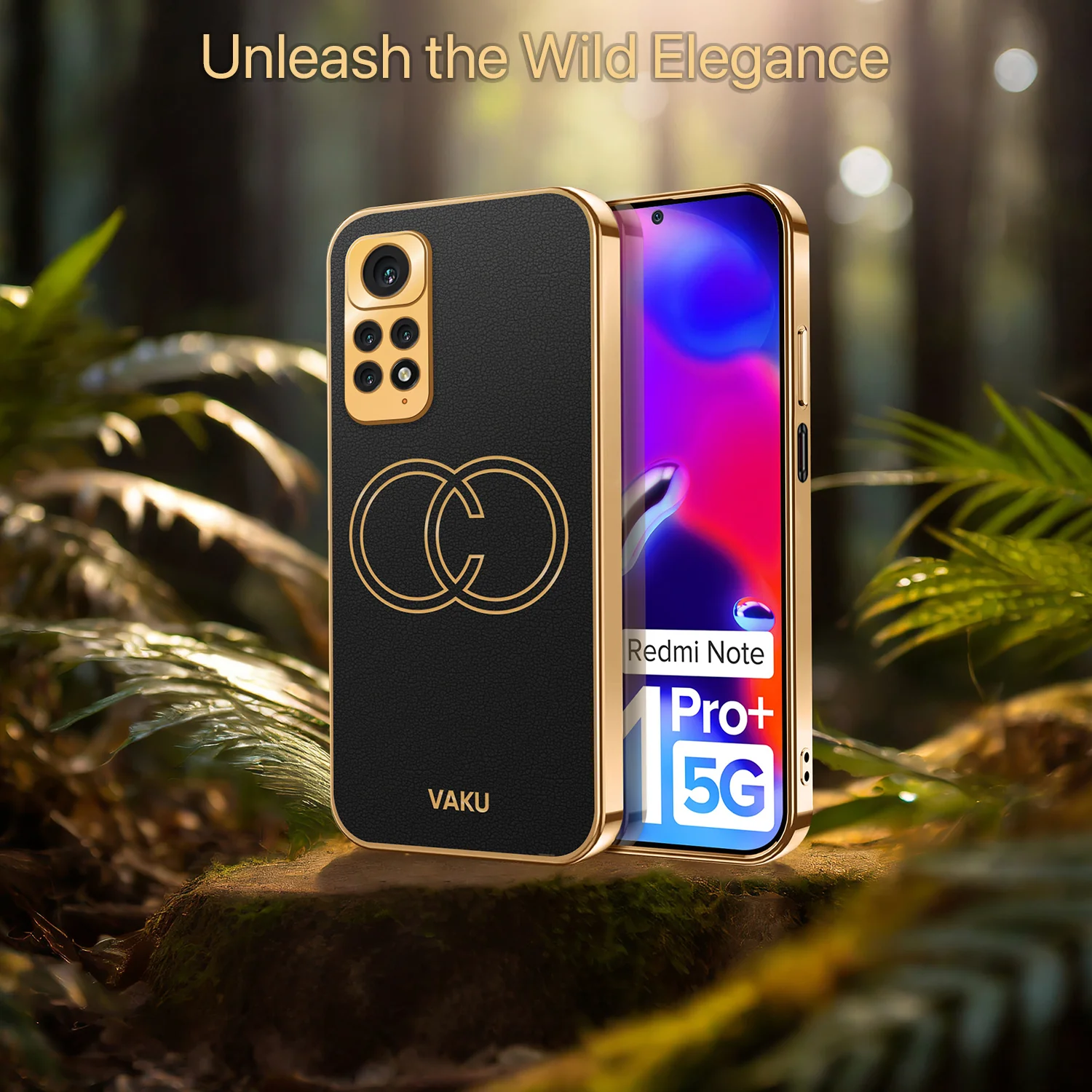 Vaku® Xiaomi Redmi Note 11 Pro Plus 5G Skylar Leather Pattern Gold Electroplated Soft TPU Back Cover - Image 9