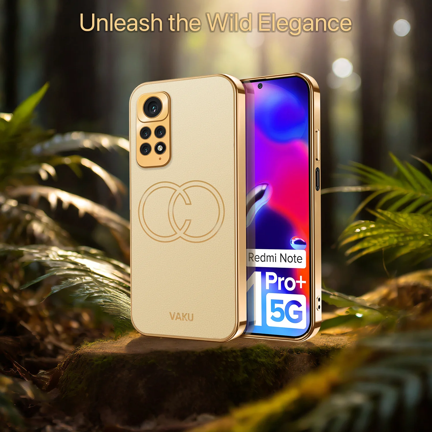 Vaku® Xiaomi Redmi Note 11 Pro Plus 5G Skylar Leather Pattern Gold Electroplated Soft TPU Back Cover - Image 10