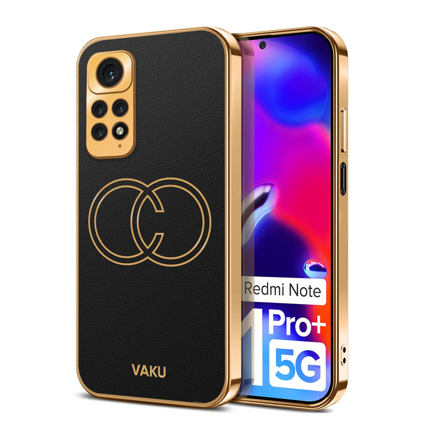 Vaku® Xiaomi Redmi Note 11 Pro Plus 5G Skylar Leather Pattern Gold Electroplated Soft TPU Back Cover - Image 4